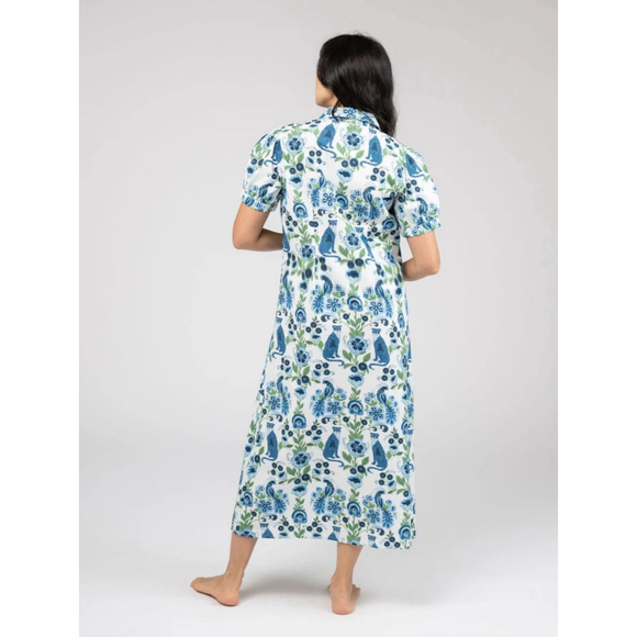 Beau & Ro NWOT The Kris Dress White Leopard Love Cotton Midi Button Front Medium - Picture 4 of 11